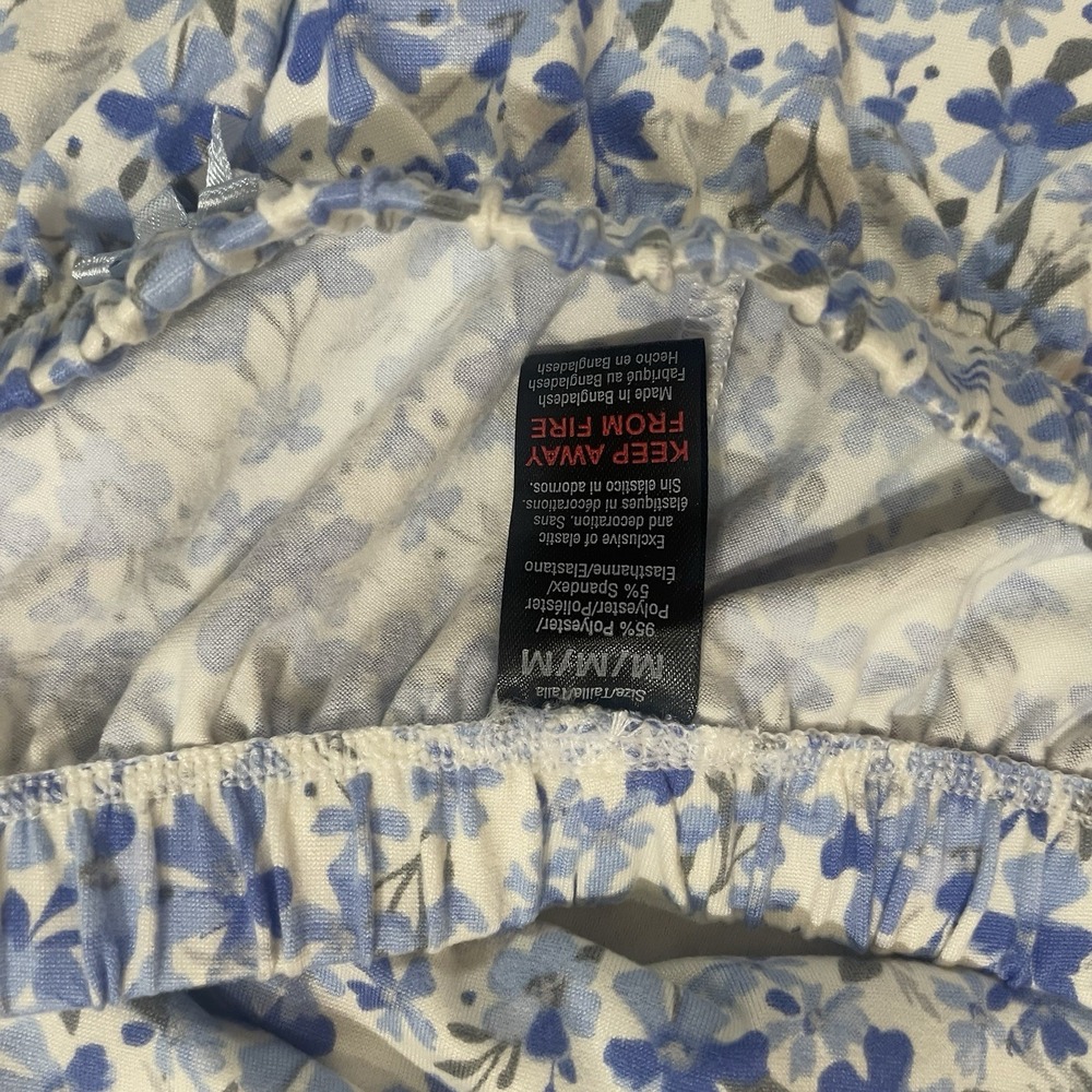 NWT Rene Rolfe 2 Piece Pajama Set Women M Sleeveless Tank W/ Capri's Blue Floral - Picture 8 of 9